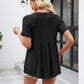 Women Tops Babydoll Short Sleeve V Neck Button Up Shirts Casual Loose Fit Peplum Blouses