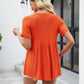 Women Tops Babydoll Short Sleeve V Neck Button Up Shirts Casual Loose Fit Peplum Blouses