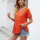 Women Tops Babydoll Short Sleeve V Neck Button Up Shirts Casual Loose Fit Peplum Blouses