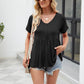 Women Tops Babydoll Short Sleeve V Neck Button Up Shirts Casual Loose Fit Peplum Blouses
