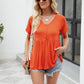 Women Tops Babydoll Short Sleeve V Neck Button Up Shirts Casual Loose Fit Peplum Blouses