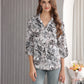 Women's Floral Printed Button Down Shirt with 3/4 Sleeves