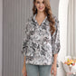 Women's Floral Printed Button Down Shirt with 3/4 Sleeves