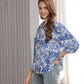 Women's Floral Printed Button Down Shirt with 3/4 Sleeves