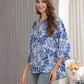 Women's Floral Printed Button Down Shirt with 3/4 Sleeves