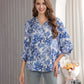 Women's Floral Printed Button Down Shirt with 3/4 Sleeves