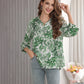 Women's Floral Printed Button Down Shirt with 3/4 Sleeves