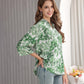 Women's Floral Printed Button Down Shirt with 3/4 Sleeves