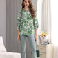 Women's Floral Printed Button Down Shirt with 3/4 Sleeves