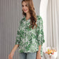Women's Floral Printed Button Down Shirt with 3/4 Sleeves
