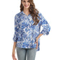 Women's Floral Printed Button Down Shirt with 3/4 Sleeves