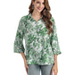 Women's Floral Printed Button Down Shirt with 3/4 Sleeves