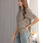 Women's Short Sleeve Button Down Shirt with Colorful Leopard Print