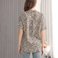 Women's Short Sleeve Button Down Shirt with Colorful Leopard Print