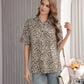 Women's Short Sleeve Button Down Shirt with Colorful Leopard Print