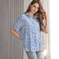 Women's Short Sleeve Button Down Shirt with Colorful Leopard Print