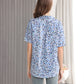 Women's Short Sleeve Button Down Shirt with Colorful Leopard Print