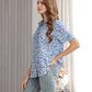 Women's Short Sleeve Button Down Shirt with Colorful Leopard Print