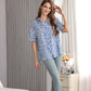 Women's Short Sleeve Button Down Shirt with Colorful Leopard Print