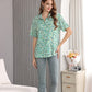 Women's Short Sleeve Button Down Shirt with Colorful Leopard Print