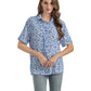 Women's Short Sleeve Button Down Shirt with Colorful Leopard Print
