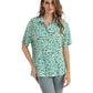 Women's Short Sleeve Button Down Shirt with Colorful Leopard Print