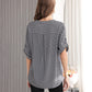 Women's Geometric Print Top with 3/4 Sleeve Roll Tab for Short Sleeve