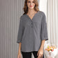 Women's Geometric Print Top with 3/4 Sleeve Roll Tab for Short Sleeve