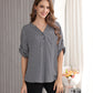 Women's Geometric Print Top with 3/4 Sleeve Roll Tab for Short Sleeve