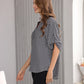 Women's Geometric Print Top with 3/4 Sleeve Roll Tab for Short Sleeve