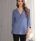 Women's Geometric Print Top with 3/4 Sleeve Roll Tab for Short Sleeve