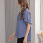 Women's Geometric Print Top with 3/4 Sleeve Roll Tab for Short Sleeve