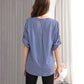 Women's Geometric Print Top with 3/4 Sleeve Roll Tab for Short Sleeve