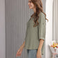 Women's Geometric Print Top with 3/4 Sleeve Roll Tab for Short Sleeve