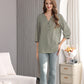 Women's Geometric Print Top with 3/4 Sleeve Roll Tab for Short Sleeve