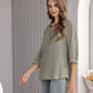 Women's Geometric Print Top with 3/4 Sleeve Roll Tab for Short Sleeve