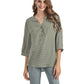 Women's Geometric Print Top with 3/4 Sleeve Roll Tab for Short Sleeve