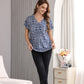 Women's Pullover Tunic Top with Short-Sleeves, Abstract Print
