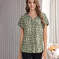 Women's Pullover Tunic Top with Short-Sleeves, Abstract Print