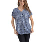 Women's Pullover Tunic Top with Short-Sleeves, Abstract Print
