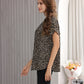 Women's Short-Sleeve Tunic Top with Distinctive Leopard Print
