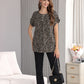 Women's Short-Sleeve Tunic Top with Distinctive Leopard Print