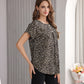 Women's Short-Sleeve Tunic Top with Distinctive Leopard Print