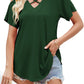Cold Shoulder Tops for Women Summer Shirts V Neck Criss Cross Tops Sexy Blouse, Solid Color S-XXL