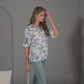 Women's Floral Printed Button Down Shirt with 3/4 Sleeves