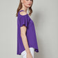 Knit Short Sleeve Cold Shoulder Cross Over Top