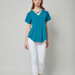 Knit Short Sleeve Cold Shoulder Cross Over Top