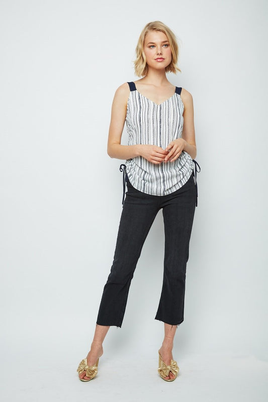 Too Cute to Handle Ruched Striped Kendall Top