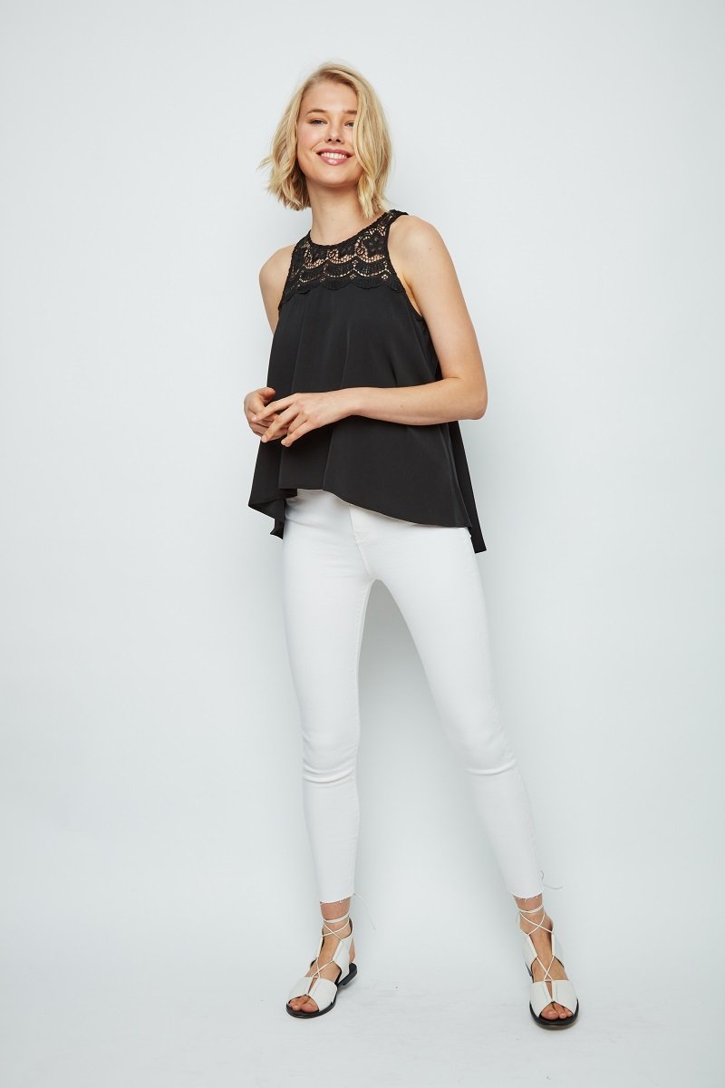 Flare Crochet Lace High-Low Toby Top