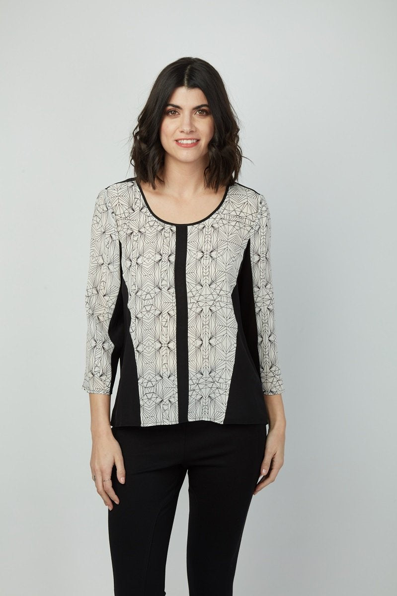 Elevated Chic Printed Hi-Lo Silk Top